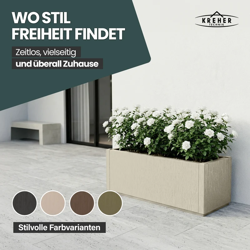 XL Pflanzkasten "Ethica" in Struktur Optik breite Version (Beige)