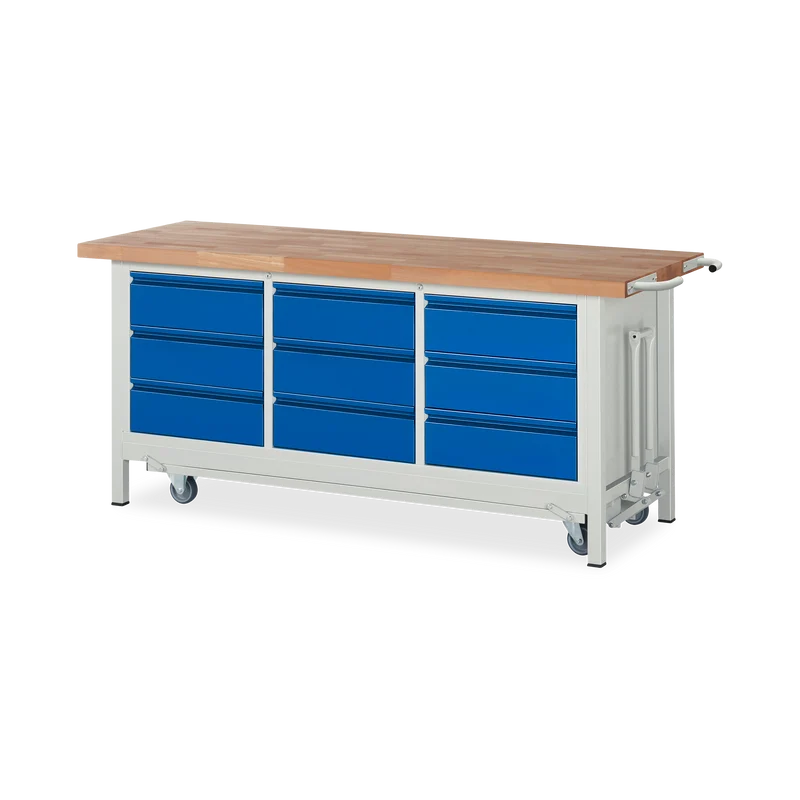 Fahrbare Werkbank (Absenkbar) mit 9x Schubladen