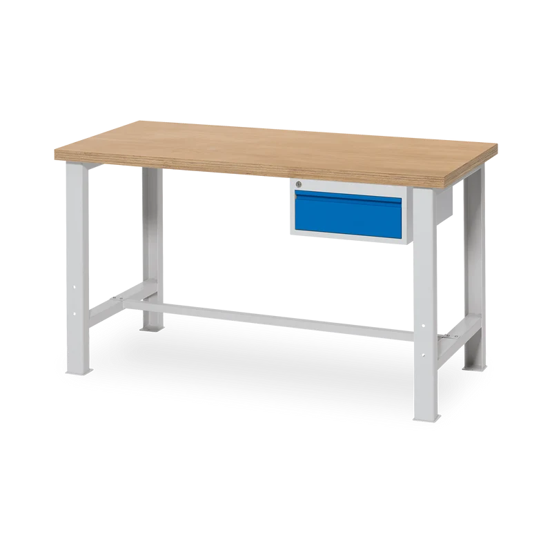 Werkbank 2000 mm breit – Fixe-Höhe & Quer-Travese | Budget-Star