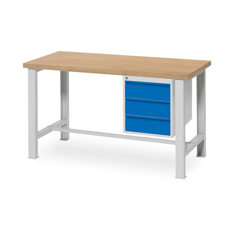 Werkbank 2000 mm breit – Fixe-Höhe & Quer-Travese | Budget-Star