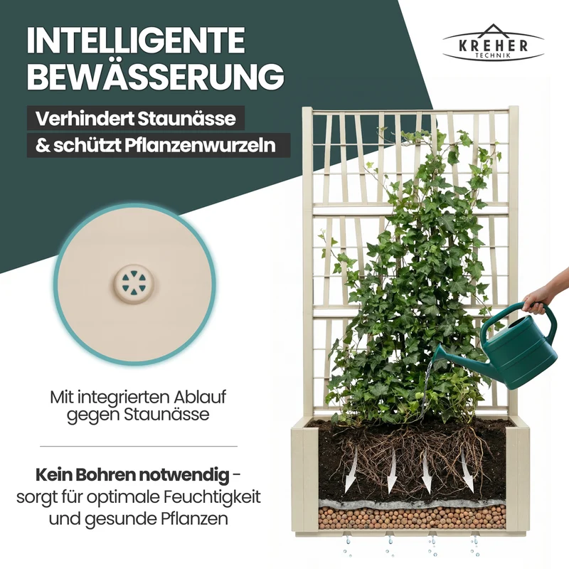 XL SPALIER 'Ethica' - 80 x 36 x 140 cm - in Struktur Optik - breite Version - in Beige