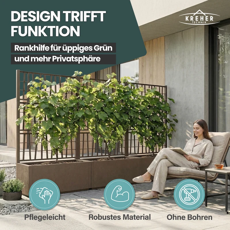 XL SPALIER 'Ethica' - 80 x 36 x 140 cm - in Struktur Optik - breite Version - in Taupé