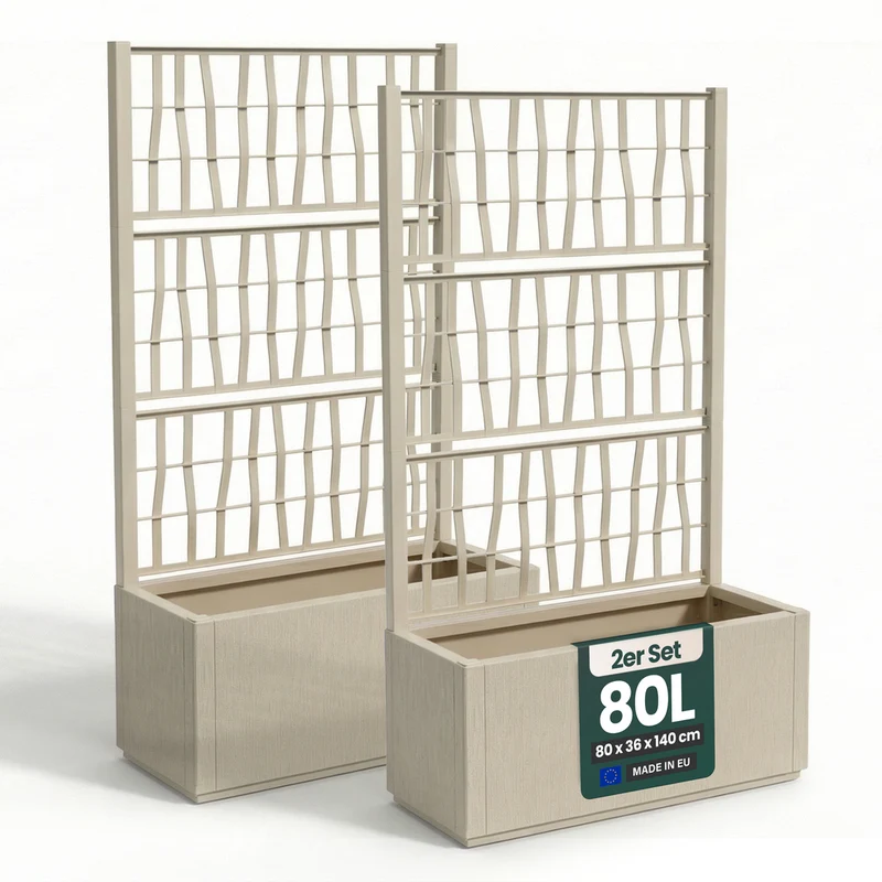 Set: 2 x XL SPALIER 'Ethica' - 80 x 36 x 140 cm - in Struktur Optik - breite Version - in Beige