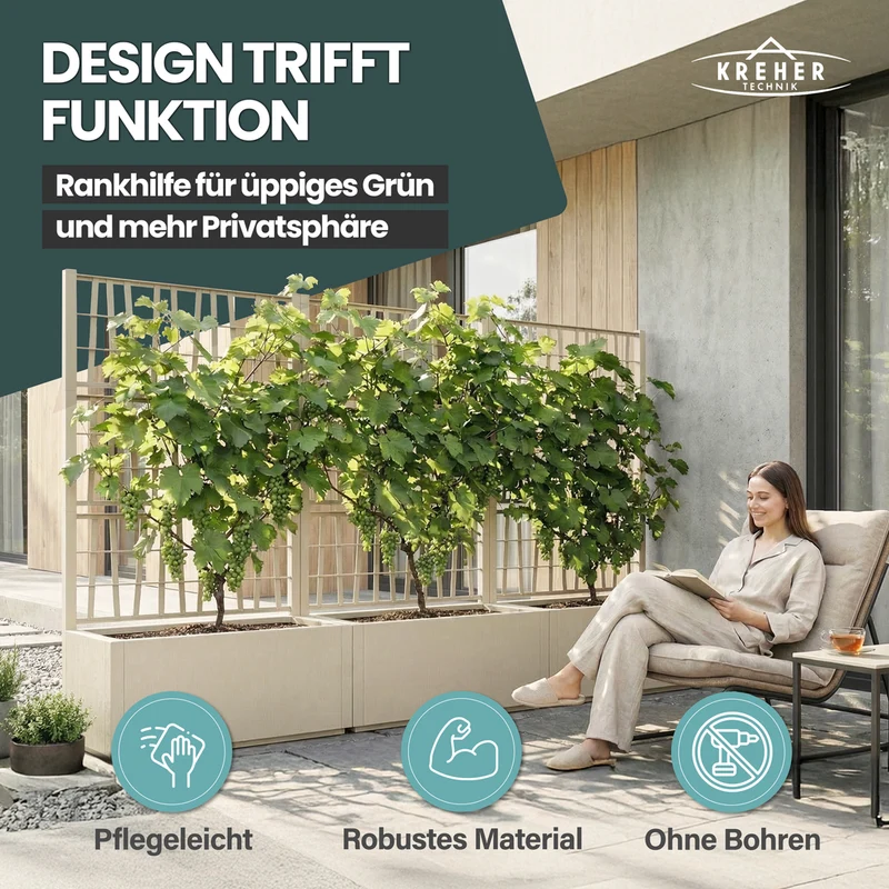 Set: 2 x XL SPALIER 'Ethica' - 80 x 36 x 140 cm - in Struktur Optik - breite Version - in Beige