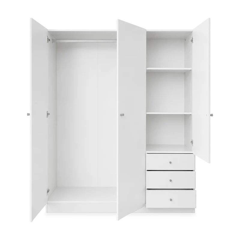 Holz-Kleider-Wäscheschrank (Basic) – 1500 x 500 x 1770 mm – Weiß