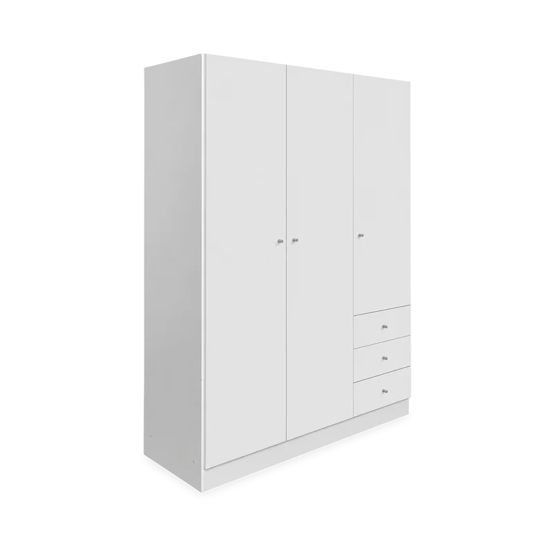 Holz-Kleider-Wäscheschrank (Basic) – 1500 x 500 x 1770 mm – Weiß