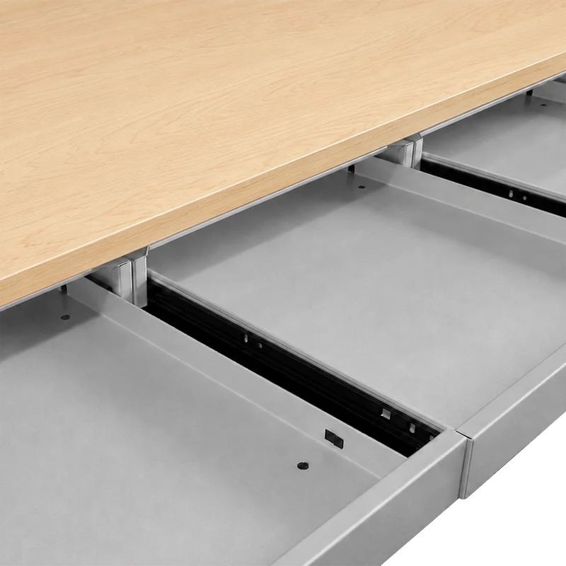 Schreibtisch mit 4 Schubladen und Orgaleiste – Gestell Weißaluminium