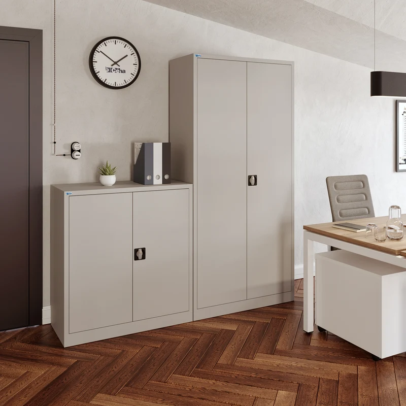Aktenschrank aus Stahl – 800 x 380 (4,5 OH) – Korpus in Lichtgrau