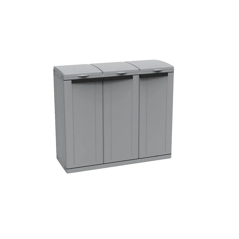 EcoCab3 - XL Kunststoffschrank mit Müllsackhalter und 3 Klappdeckeln