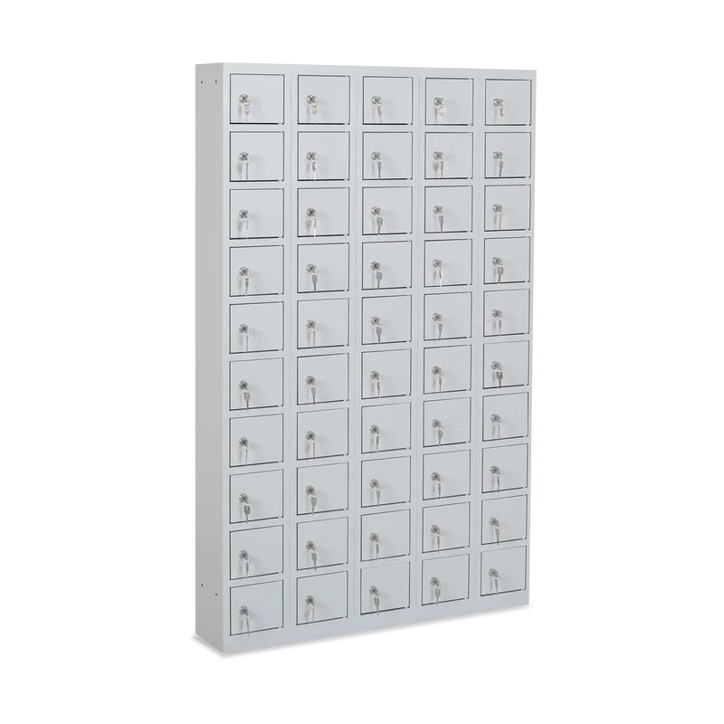 Stahl-Wertfachschrank | 50 Fächer – Lichtgrau