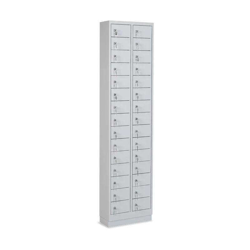 Stahl-Wertfachschrank | 30 Fächer – Lichtgrau
