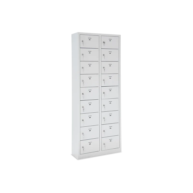 Stahl-Wertfachschrank | 18 Fächer – Lichtgrau