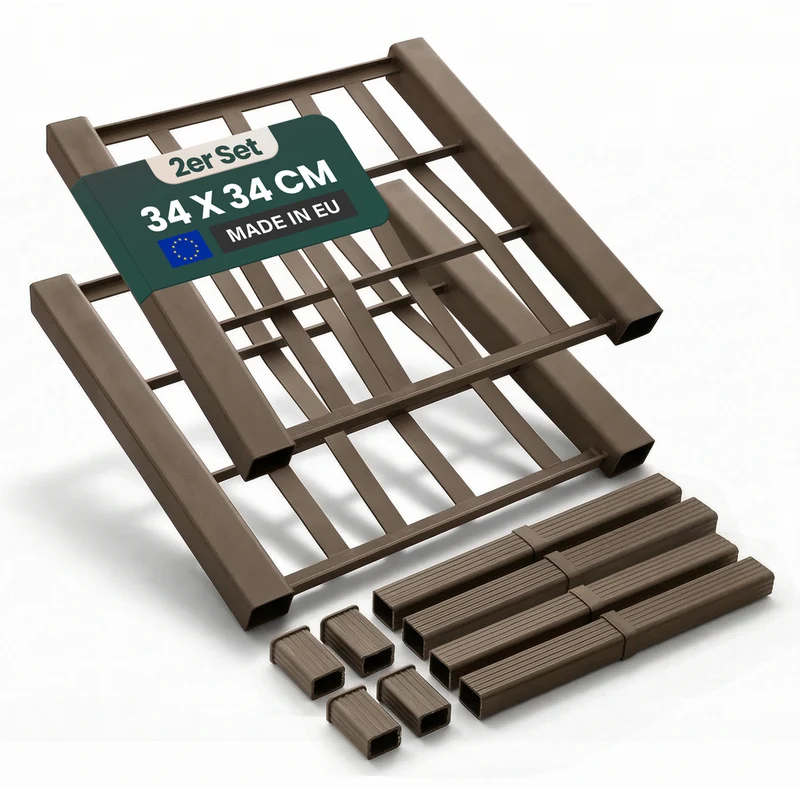 Set: 2 x Spalierrückwand - Schmal - 34 x 34 cm - mit 2 Verbindern und Abdeckkappen für 'Ethica' (Farbe wählbar)