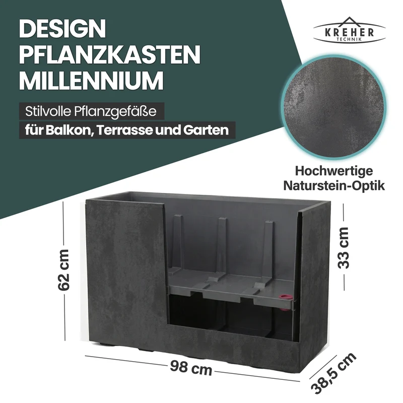 XXL Sichtschutz Pflanzkasten 'Millennium Fence' in Anthrazit
