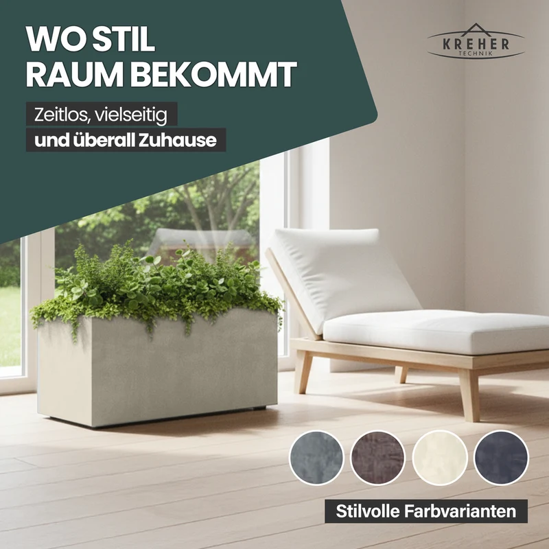 XL Pflanzkübel 'Millennium' 73 Liter, rechteckig in Creme Weiß