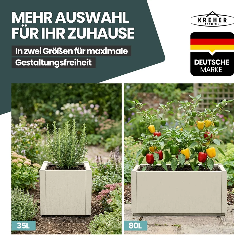 3 x Pflanzkasten "Ethica" in Struktur Optik schmale Version (Beige)