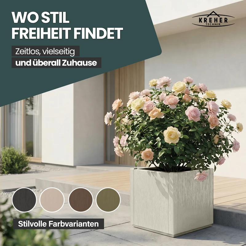 2 x Pflanzkasten "Ethica" in Struktur Optik schmale Version (Beige)