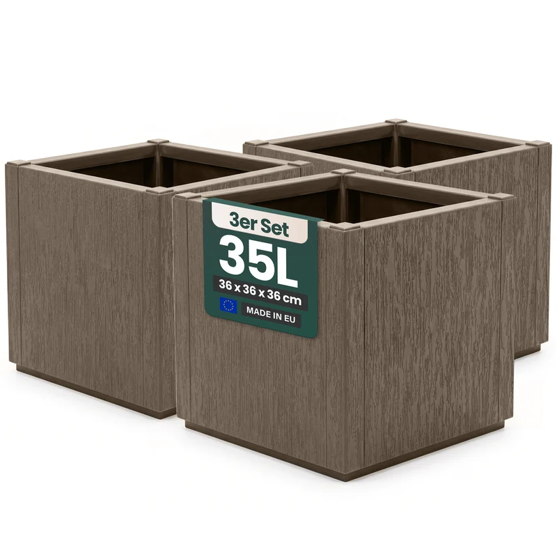 3 x Pflanzkasten "Ethica" in Struktur Optik schmale Version (Taupé)