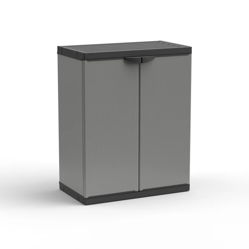 Bundle: ARMADIO Kunststoffschrank mit 1 Einlegeboden und zwei Türen + 3-teilige Recycling-Taschen