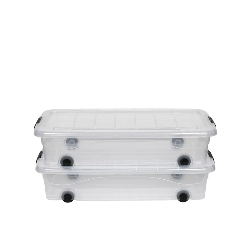2 x Unterbett Box 30 Liter mit Deckel in Transparent
