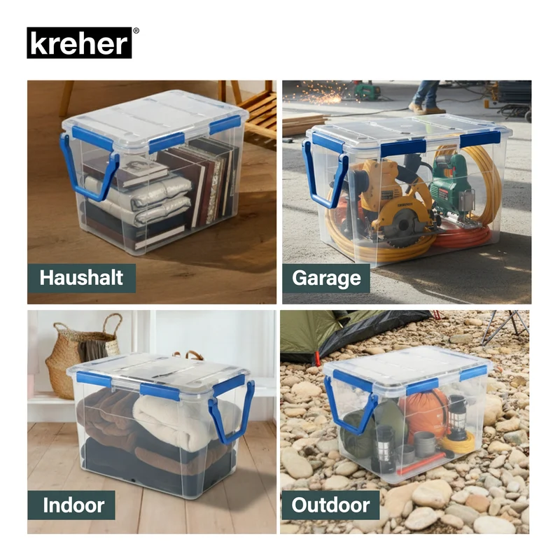 Wasserdichte Box (IP67) mit Deckel und Rollen 100 Liter Volumen (Set wählbar)