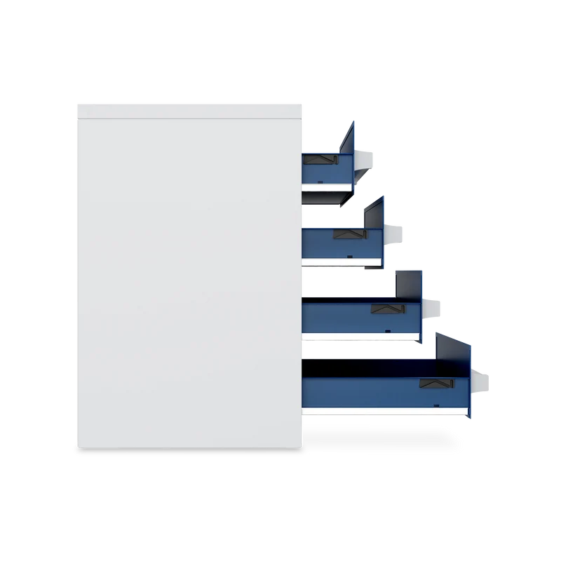 Schubladenschrank (4-Schübe) mit Metallgriffen – Lichtgrau