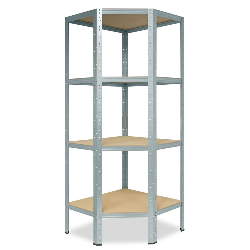 shelfplaza HOME Eckregal 155x60x30 cm verzinkt mit 4 Böden