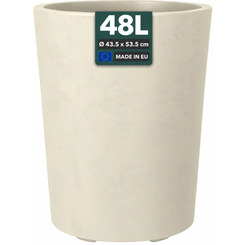 Runder XL Pflanzkübel "Millennium" 48 Liter in Creme Weiß