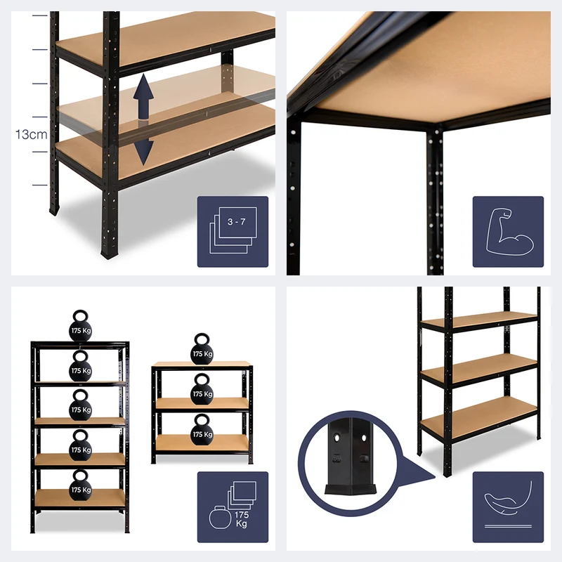 shelfplaza BLACK Schwerlastregal 90x70x40 cm schwarz mit 3 Böden