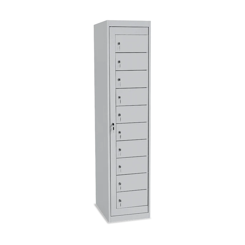 Verteilerschrank – 10 Fächer & 1-Abteil | Korpus Lichtgrau