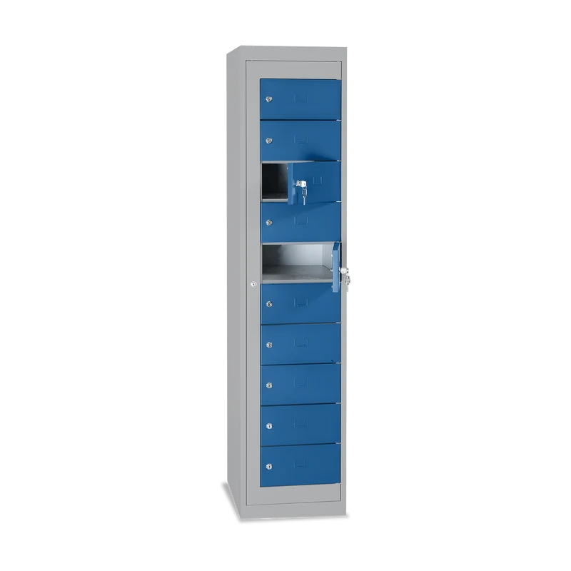 Verteilerschrank – 10 Fächer & 1-Abteil | Korpus Lichtgrau