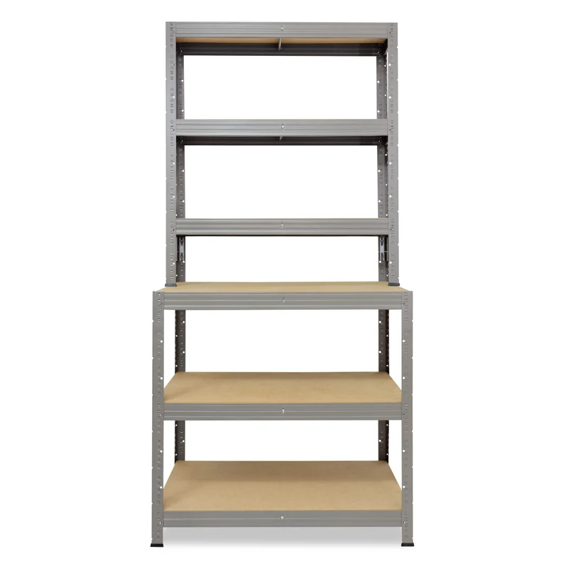 shelfplaza PRO Werkbank Regal 190x80x60 cm mit 6 Böden grau