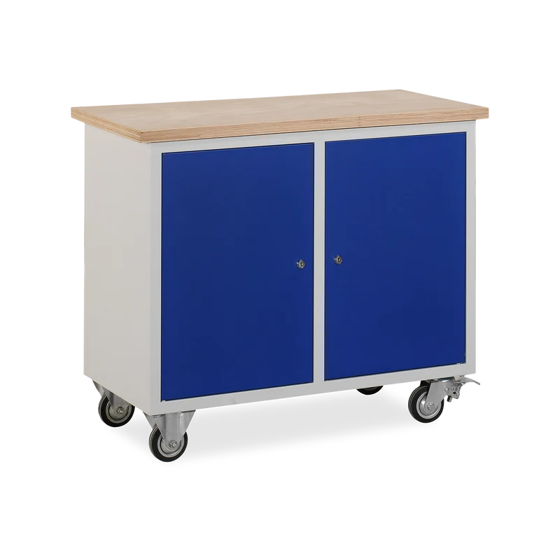 Werkzeugwagen (2-Türen) mit Lenkrollen – Lichtgrau