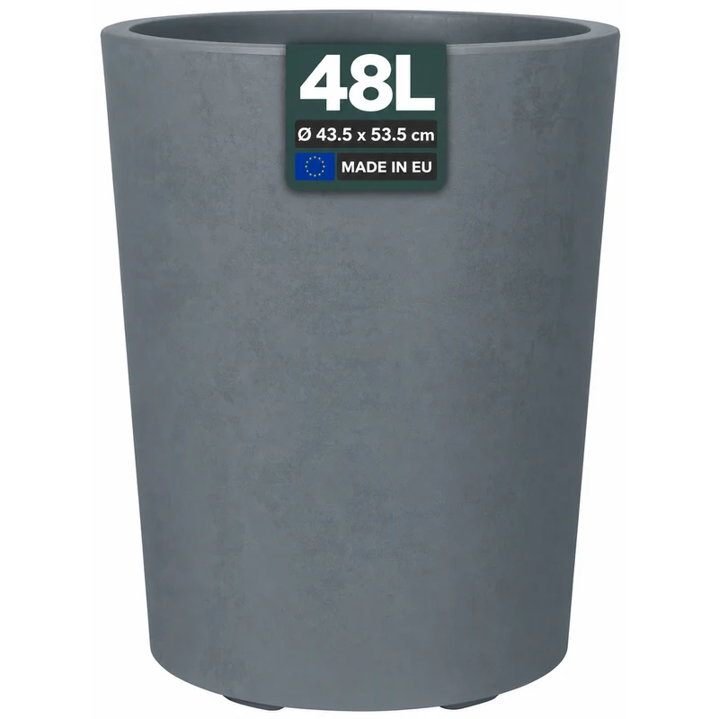 Runder XL Pflanzkübel "Millennium" 48 Liter in Grau