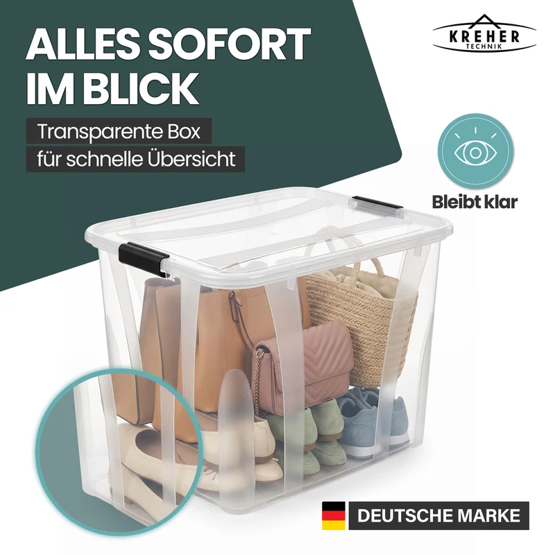 Aufbewahrungsbox 'Master' Box mit Deckel - 55 Liter Volumen, in Transparent