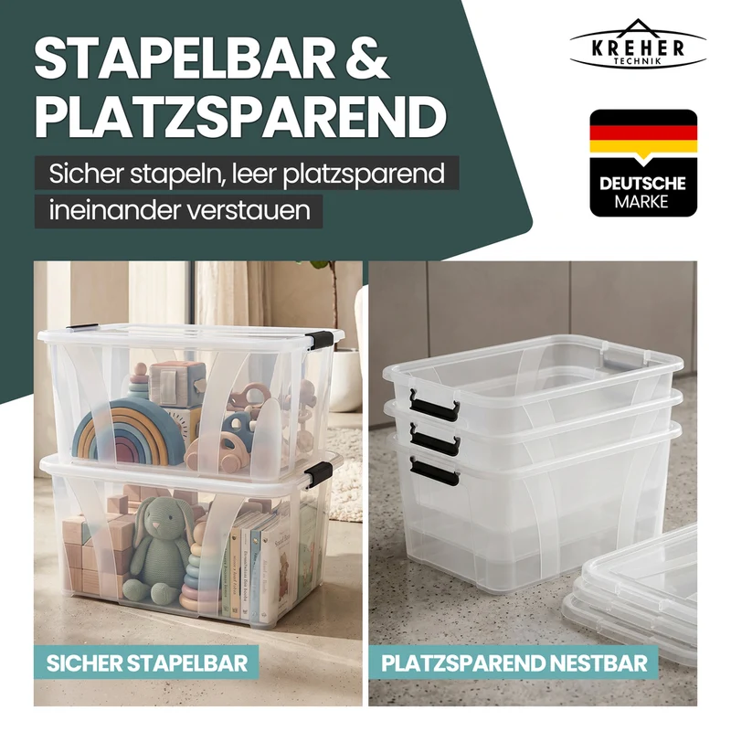 Aufbewahrungsbox 'Master' Box mit Deckel - 32 Liter Volumen, in Transparent
