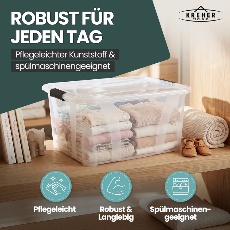 Aufbewahrungsbox 'Master' Box mit Deckel - 32 Liter Volumen, in Transparent