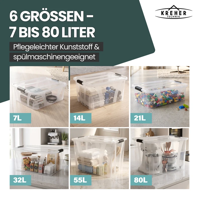 Aufbewahrungsbox 'Master' Box mit Deckel - 32 Liter Volumen, in Transparent