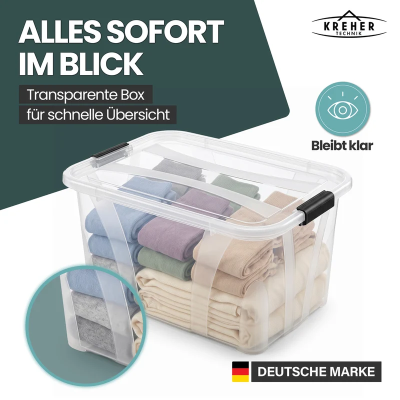 Aufbewahrungsbox 'Master' Box mit Deckel - 14 Liter Volumen, in Transparent