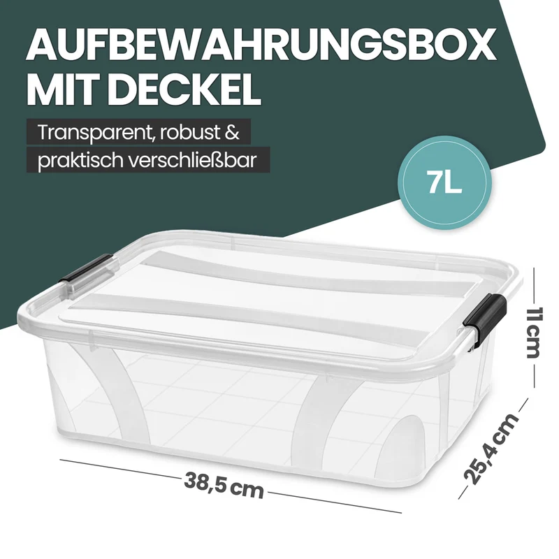 2 x Aufbewahrungsbox 'Master' Box mit Deckel - 7 Liter Volumen, in Transparent