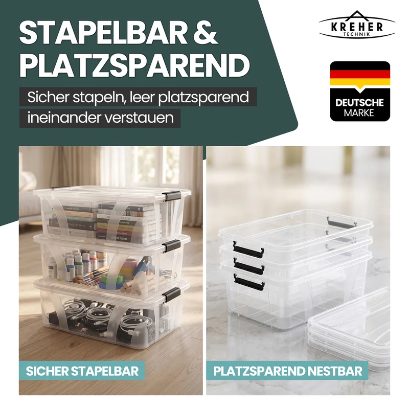 2 x Aufbewahrungsbox 'Master' Box mit Deckel - 7 Liter Volumen, in Transparent