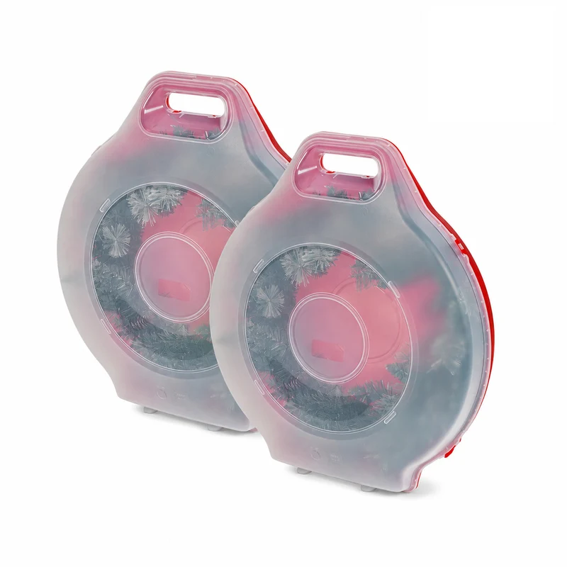 Kranzbox rund mit Deckel (Transparent/Rot)