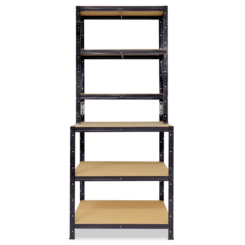 shelfplaza BLACK Werkbank Regal 190x80x60 cm mit 6 Böden schwarz