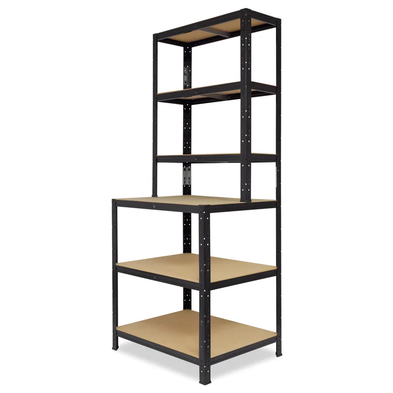 shelfplaza BLACK Werkbank Regal 190x80x60 cm mit 6 Böden schwarz