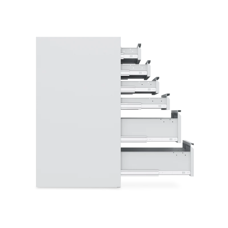 Schubladenschrank (900 mm hoch) mit 18-Schubladen in Lichtgrau