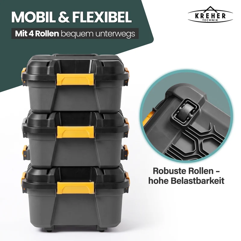 Wasserdichte Aufbewahrungsbox 'Bunker' 31 Liter mit Deckel - IP67 (Set wählbar)