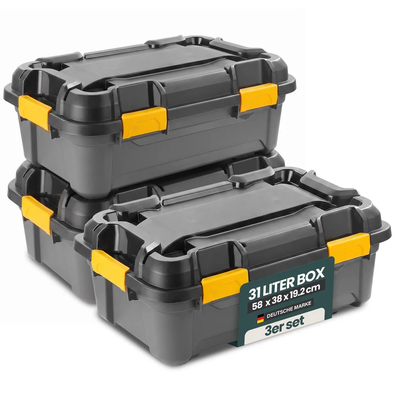 Wasserdichte Aufbewahrungsbox 'Bunker' 31 Liter mit Deckel - IP67 (Set wählbar)
