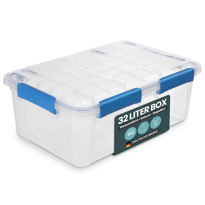 Wasserdichte Aufbewahrungsbox (IP67) mit Deckel, transparent (Größe wählbar)