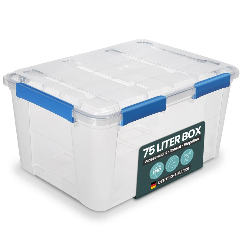 Wasserdichte Aufbewahrungsbox (IP67) mit Deckel, transparent (Größe wählbar)