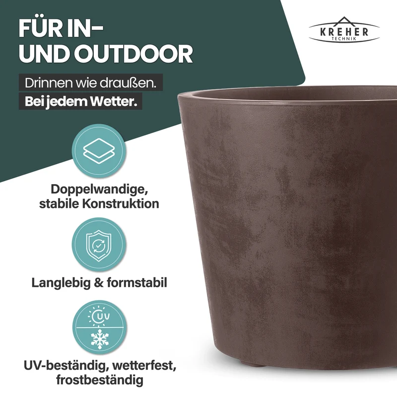 Rollbarer XXL Pflanzkübel "Millennium" 80 Liter in Braun